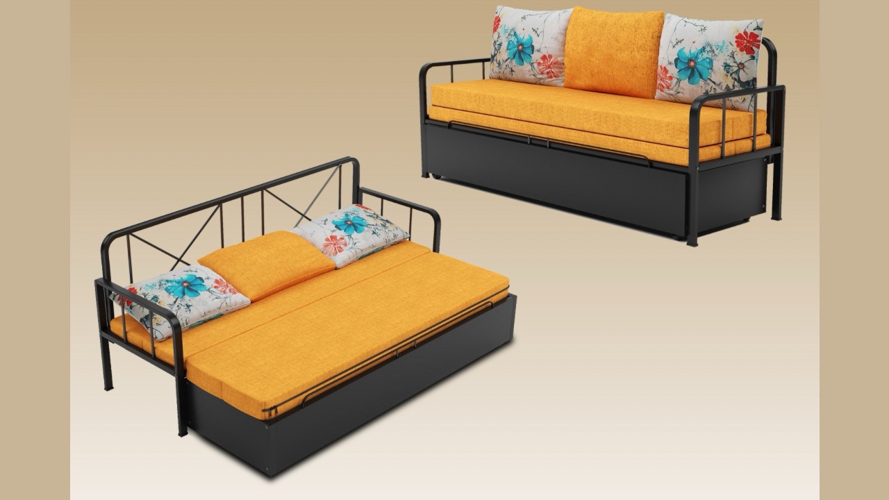 Flipkart Perfect Homes Studio With Storage 3 Seater Double Metal Pull Out Sofa Cum Bed