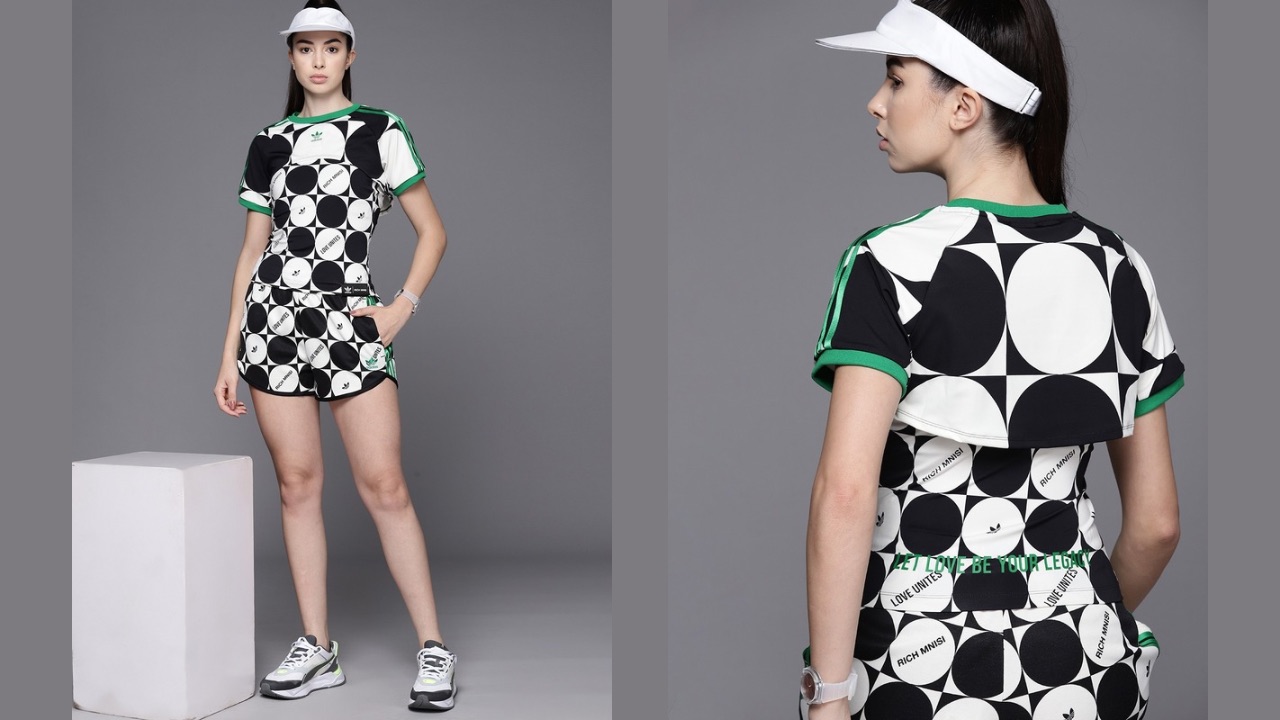 ADIDAS Originals Geometric Printed Pride Slim Fit T-shirt with Super Cropped T-shirt