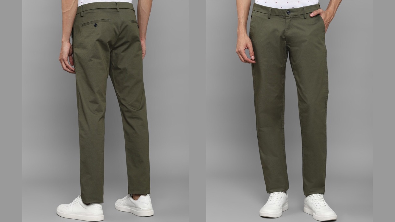 Allen Solly Men Green Mid-Rise Slim Fit Chinos Trousers