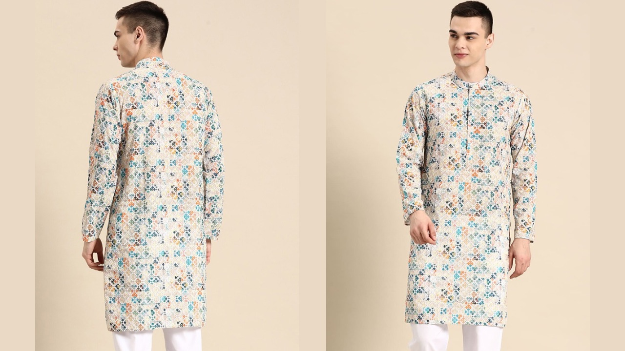 Anouk Abstract Embroidered Straight Pure Cotton Kurta