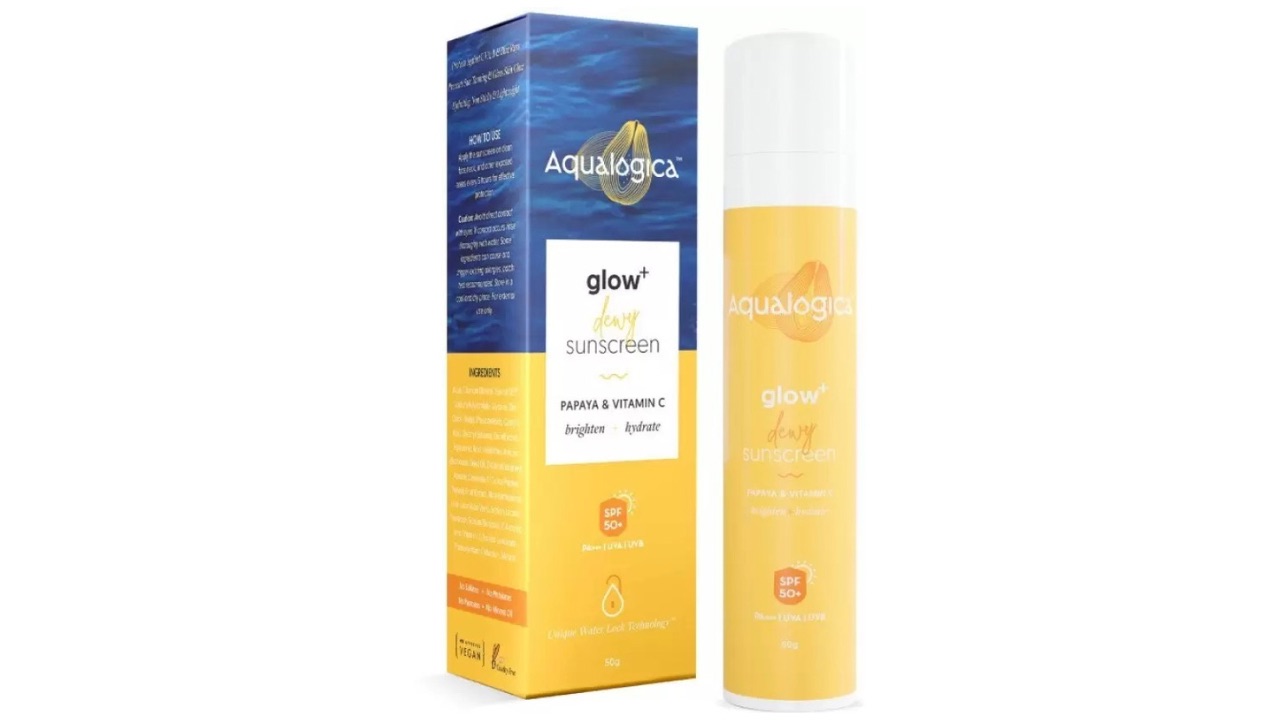 Aqualogica Sunscreen - SPF SPF 50 PA++++ Glow+ Dewy Sunscreen with SPF 50 for UVA:B & Blue Light Protection (50 g)