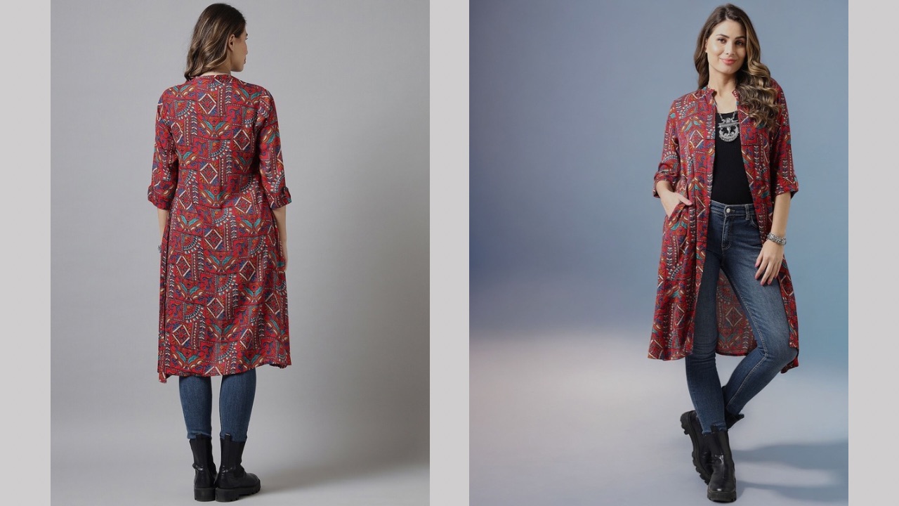 Azira Women Printed Ethnic Longline Shrug