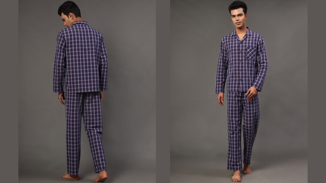 BStories Checks Pure Cotton Night Suit