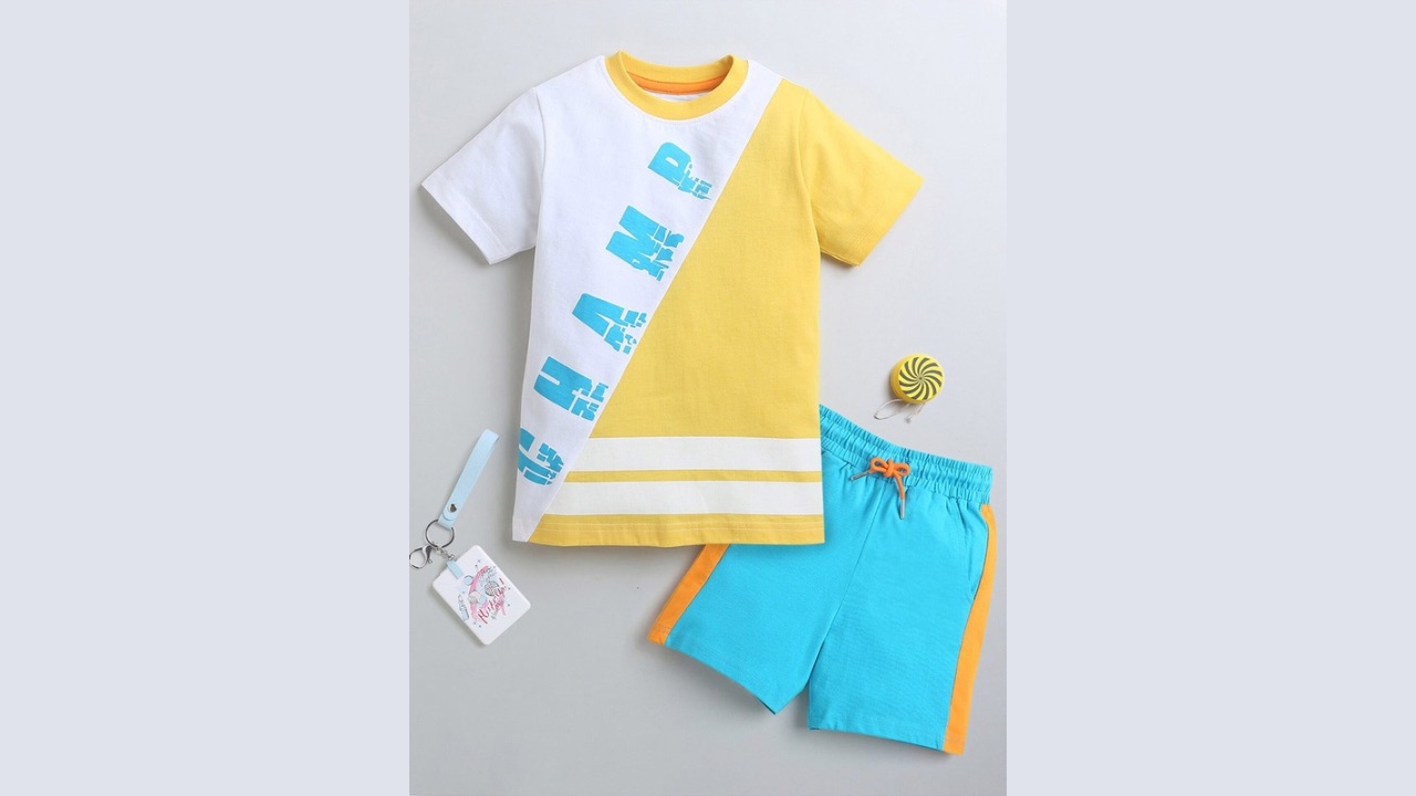 BUMZEE Boys Colourblocked T-shirt with Shorts