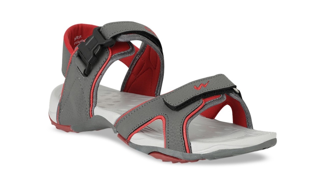 Campus Men Grey & Red Solid Sports Sandals