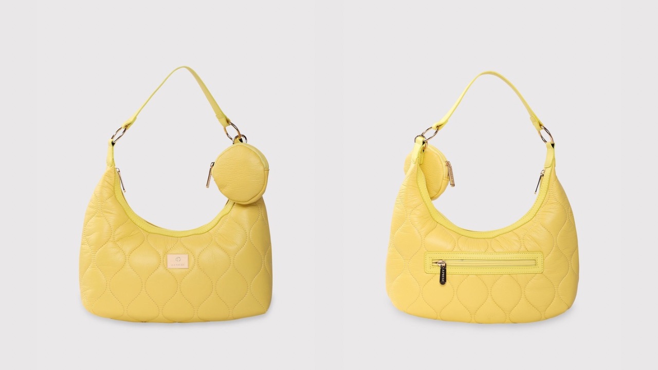 Caprese Textured Quilted Detailed Half Moon Hobo Bag