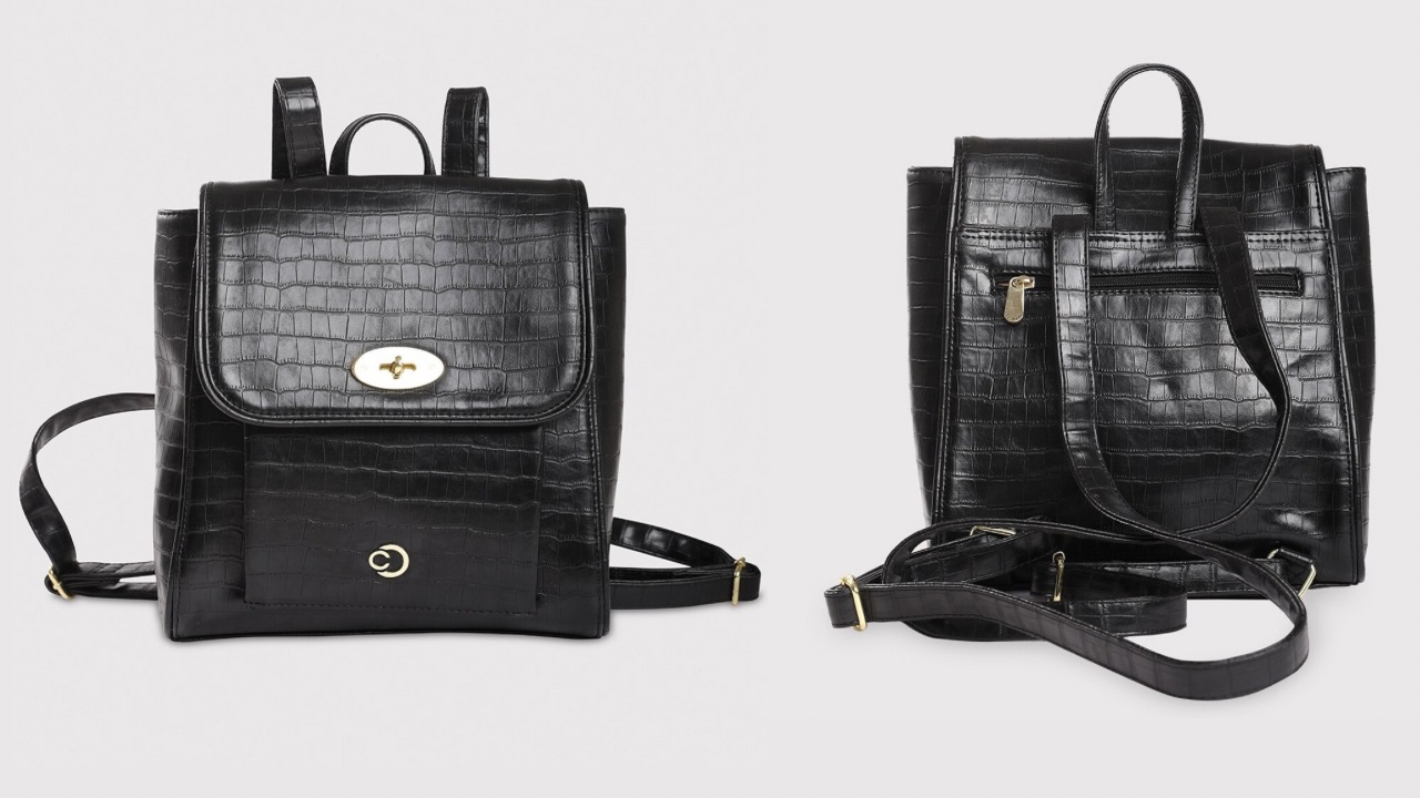 Caprese Women Textured Leather Backpack