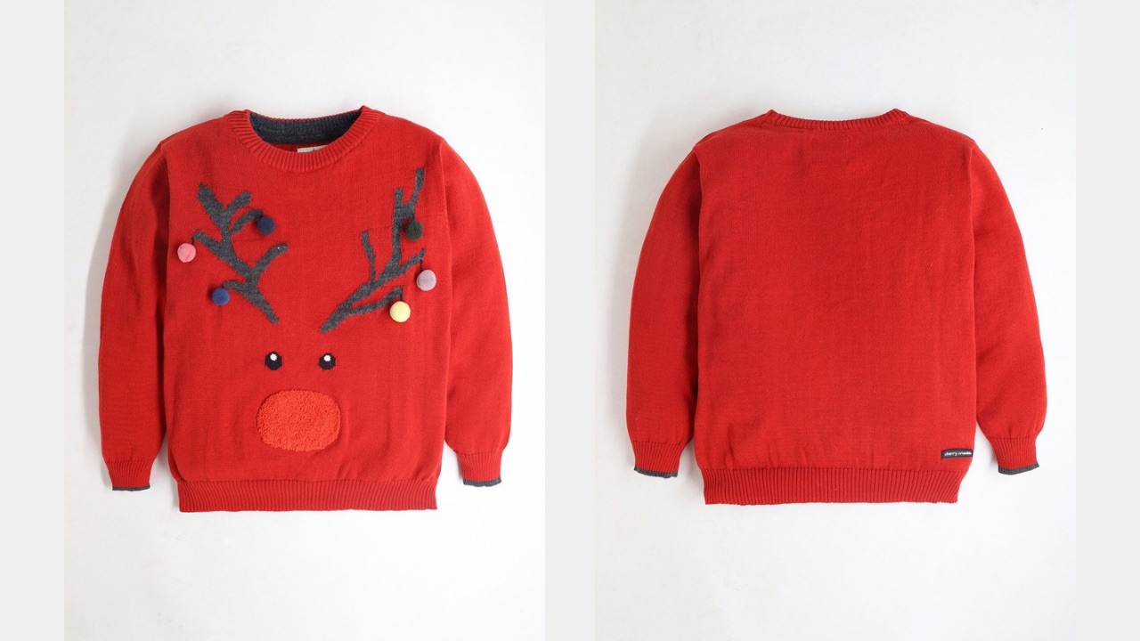 Cherry Crumble Kids Unisex Embroidered Pullover Sweater