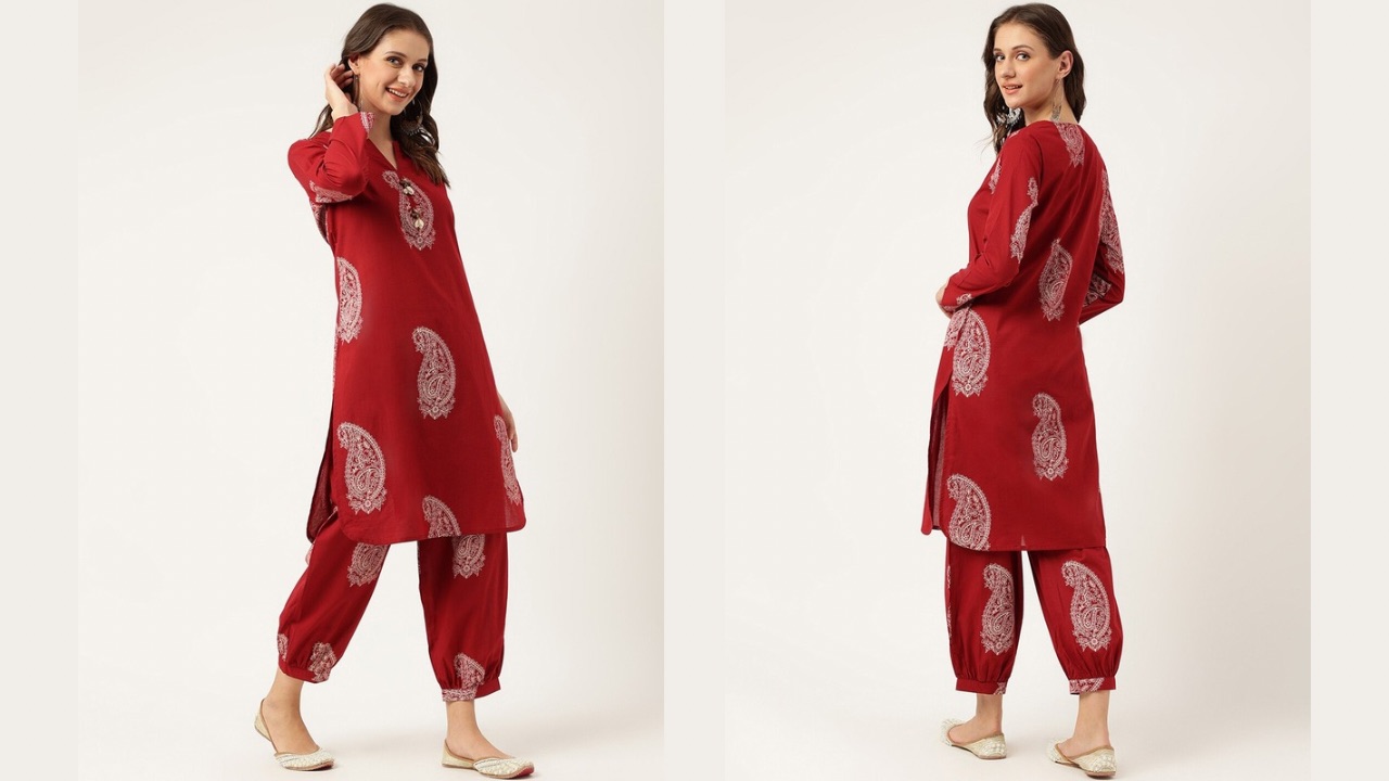 Divena Paisley Pure Cotton Kurta With Patiala