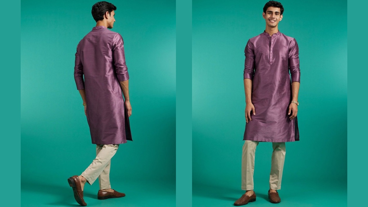 Diwas by Manyavar Mandarin Collar Straight Kurta