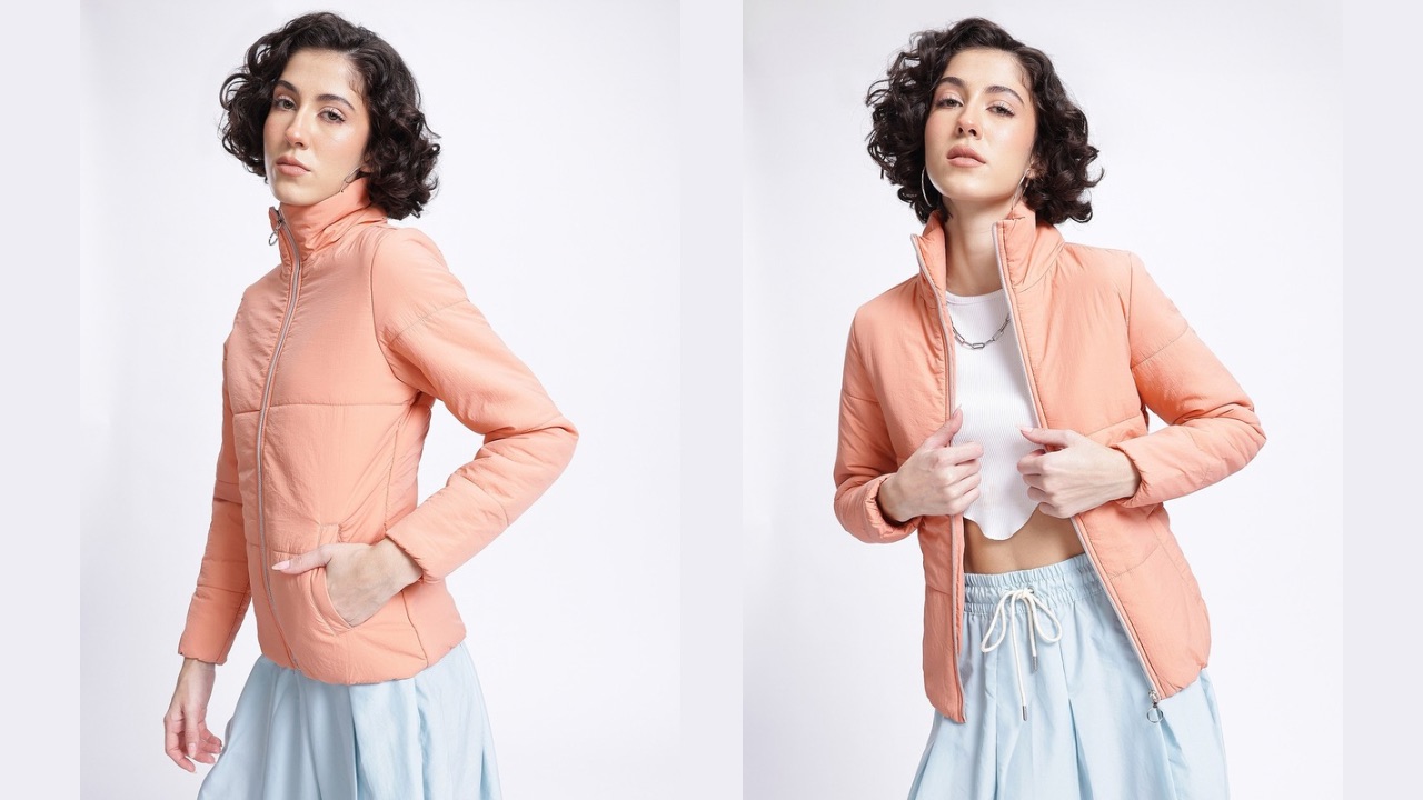 DressBerry Effortless Layering Mock Collar Padded Jacket