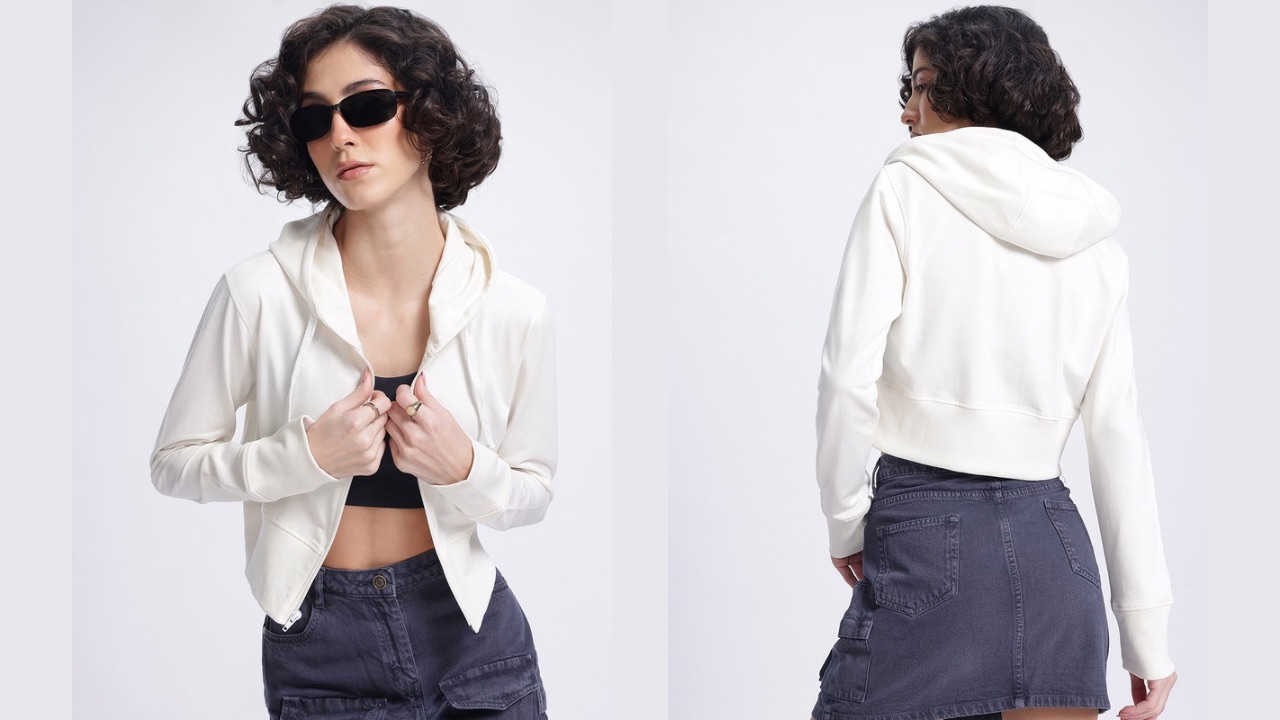 DressBerry Luxe Urban Hooded Crop Sweatshirt