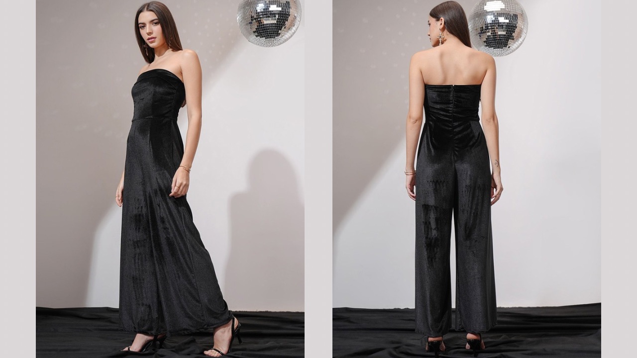ESPYR By Tokyo Talkies Women Strapless Velvet Basic Jumpsuit