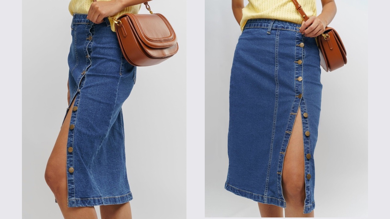 FREAKINS Buttoned Straight Midi Skirts