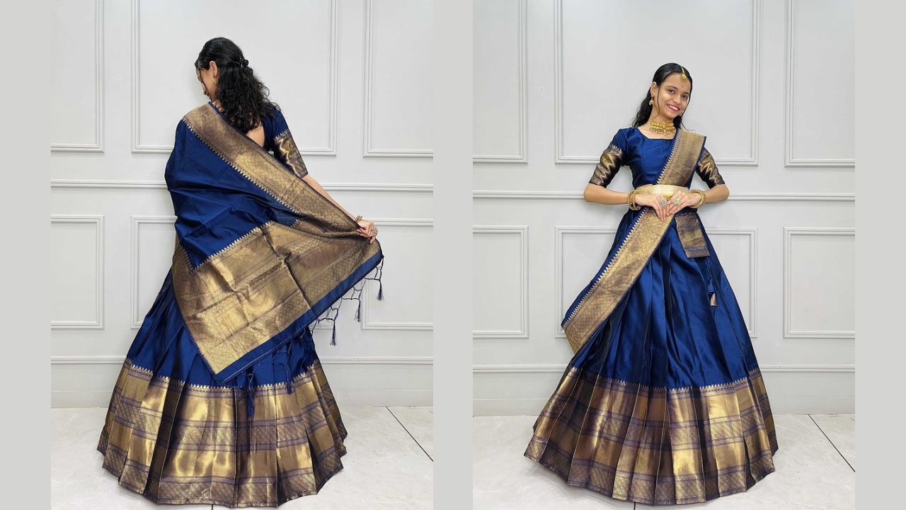 Fabcartz Woven Design Semi-Stitched Lehenga & Unstitched Blouse With Dupatta