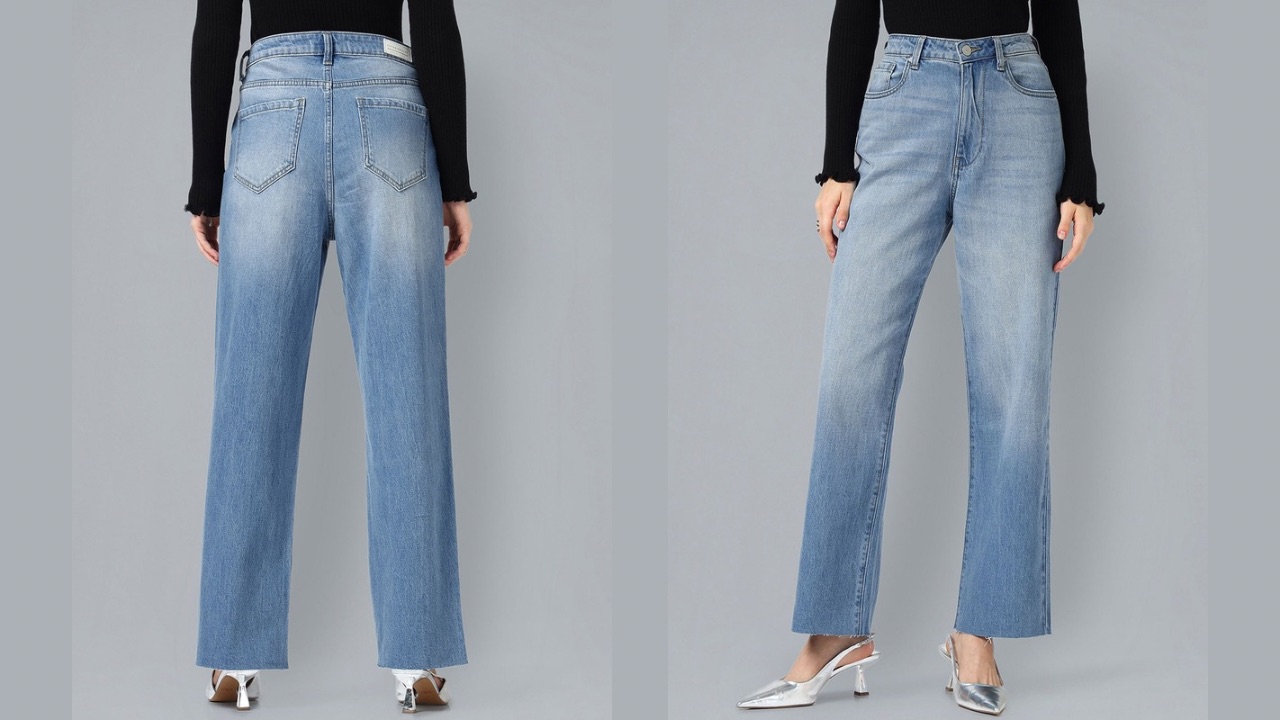 Flying Machine Women Straight Fit High-Rise Clean Look Light Fade Stretchable Jeans