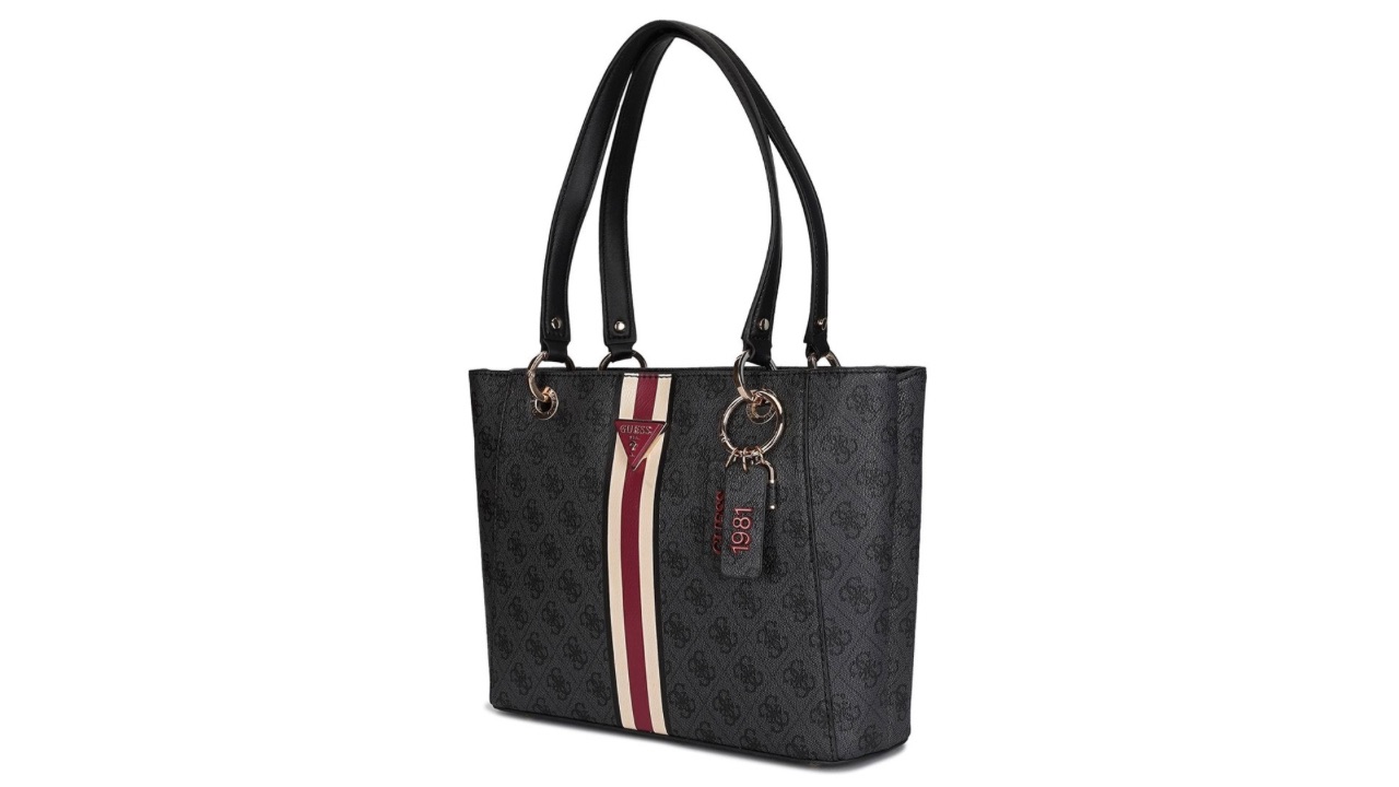 GUESS Printed PU Structured Tote Bag with Applique