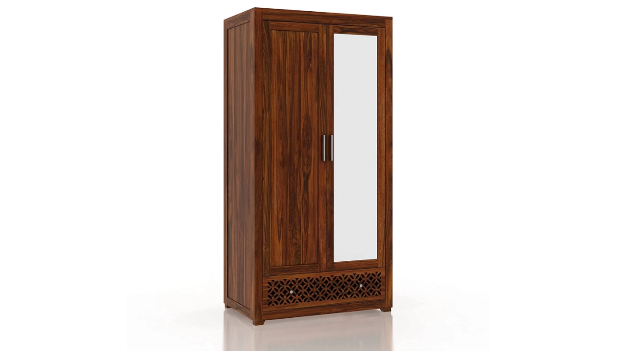 Ganpati Arts Sheesham Wood Jodhpur Wardrobe with Mirror and Drawers