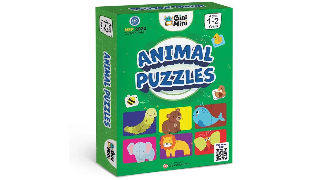 Ginimini Animal Jigsaw Puzzles – Self-Correcting for Toddlers