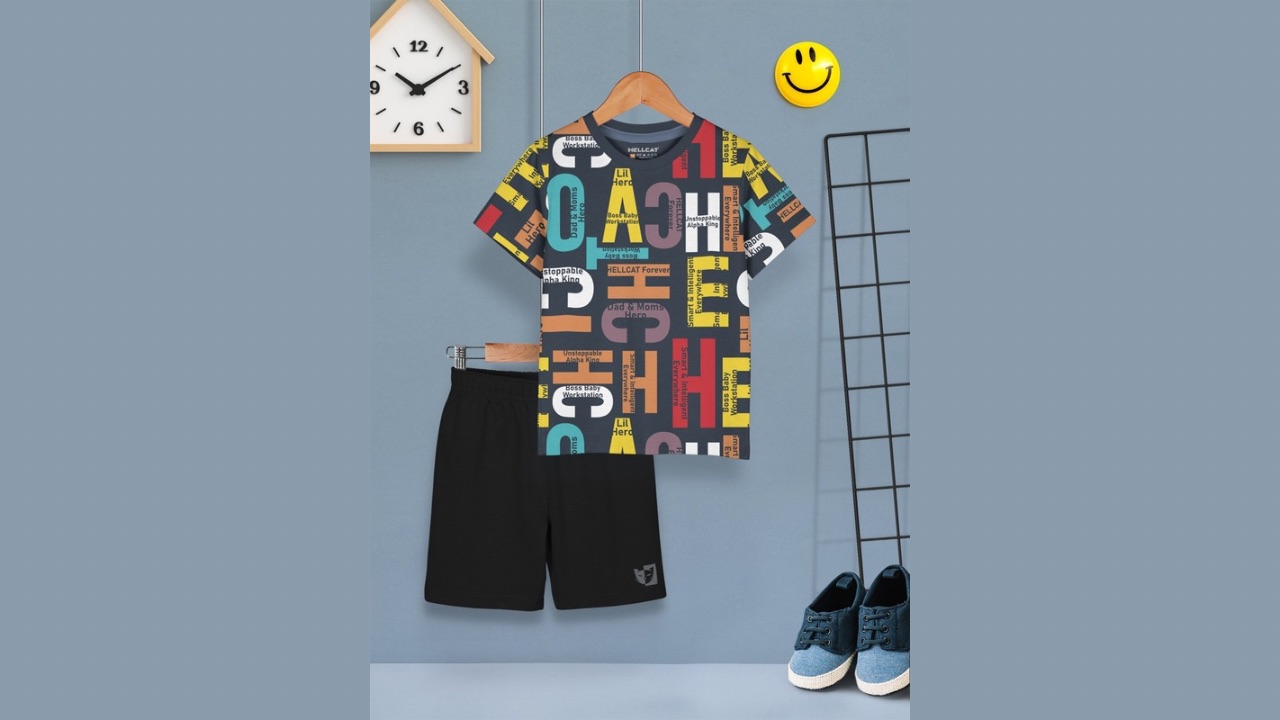 HELLCAT Boys Printed T-shirt with Shorts