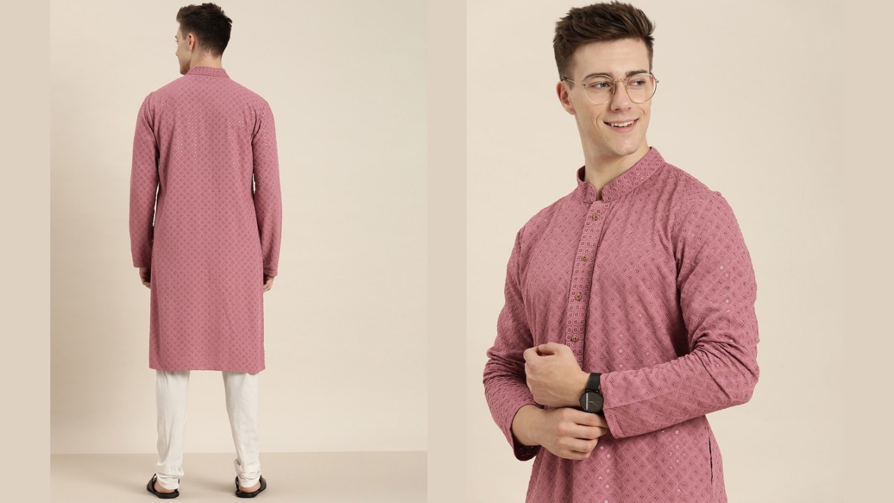 HERE&NOW Men Ethnic Motifs Embroidered Chikankari Kurta