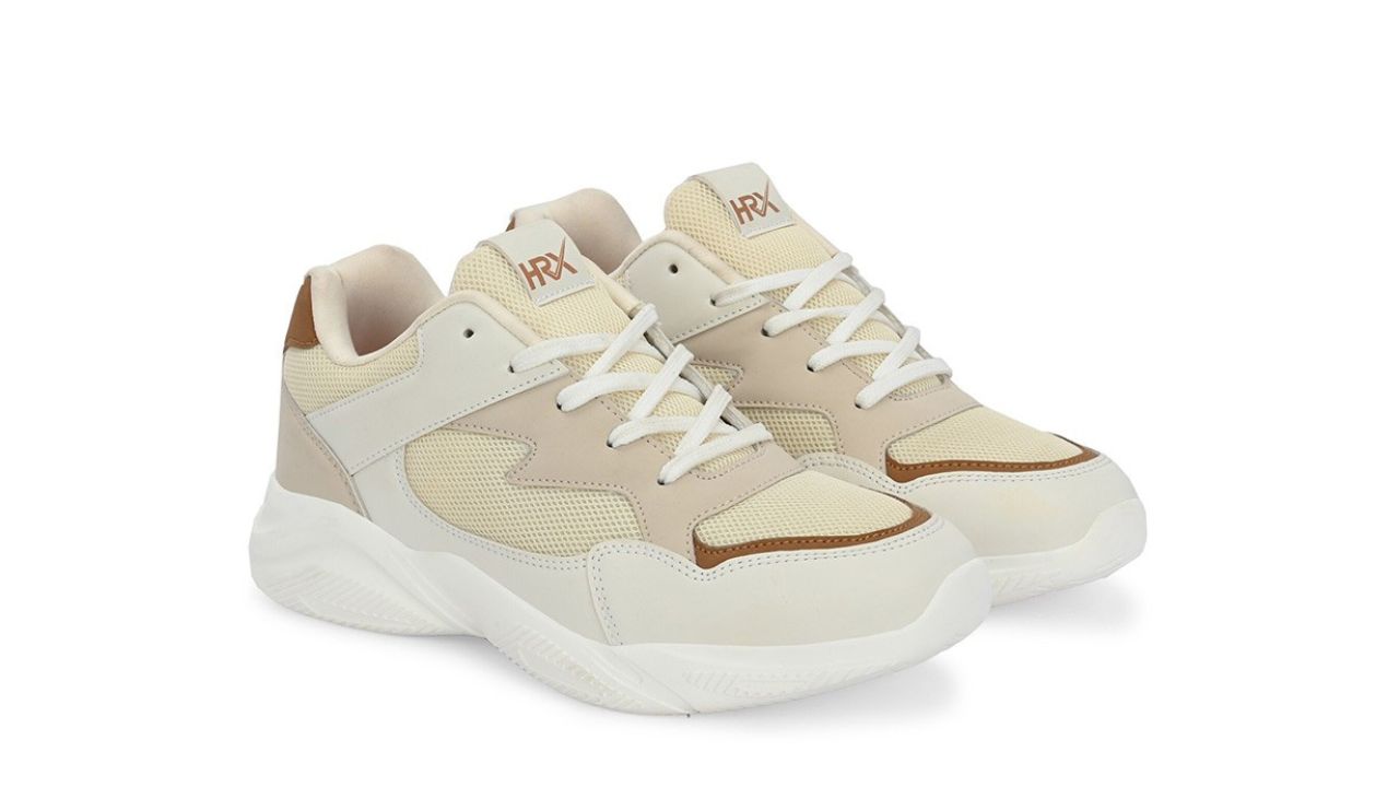 HRX by Hrithik Roshan Women Cream-Coloured Mesh Running Shoes