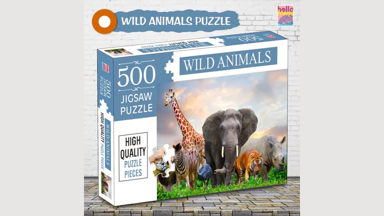 Hello Friend Wild Animals 500-Piece Jigsaw Puzzle for Kids
