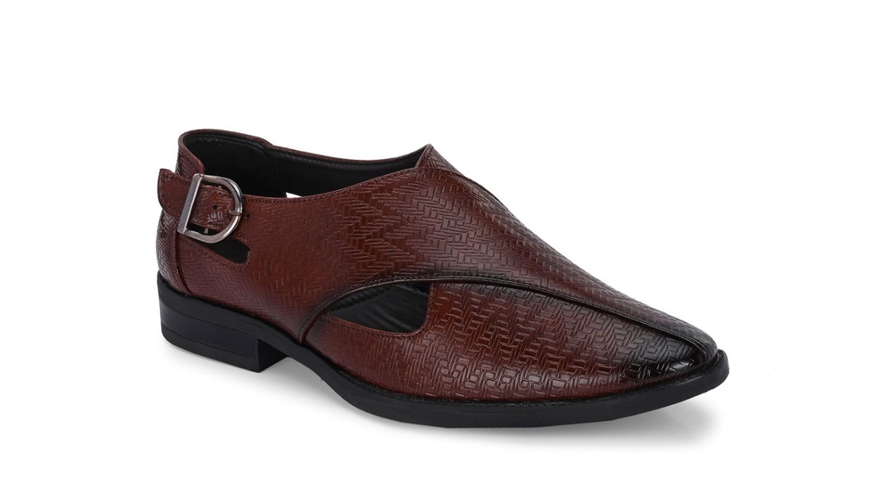 House of Pataudi Men Textured Shoes Style Sandals