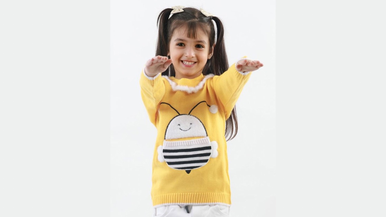 KNITCO Girls Humour and Comic Pullover with Applique Detail