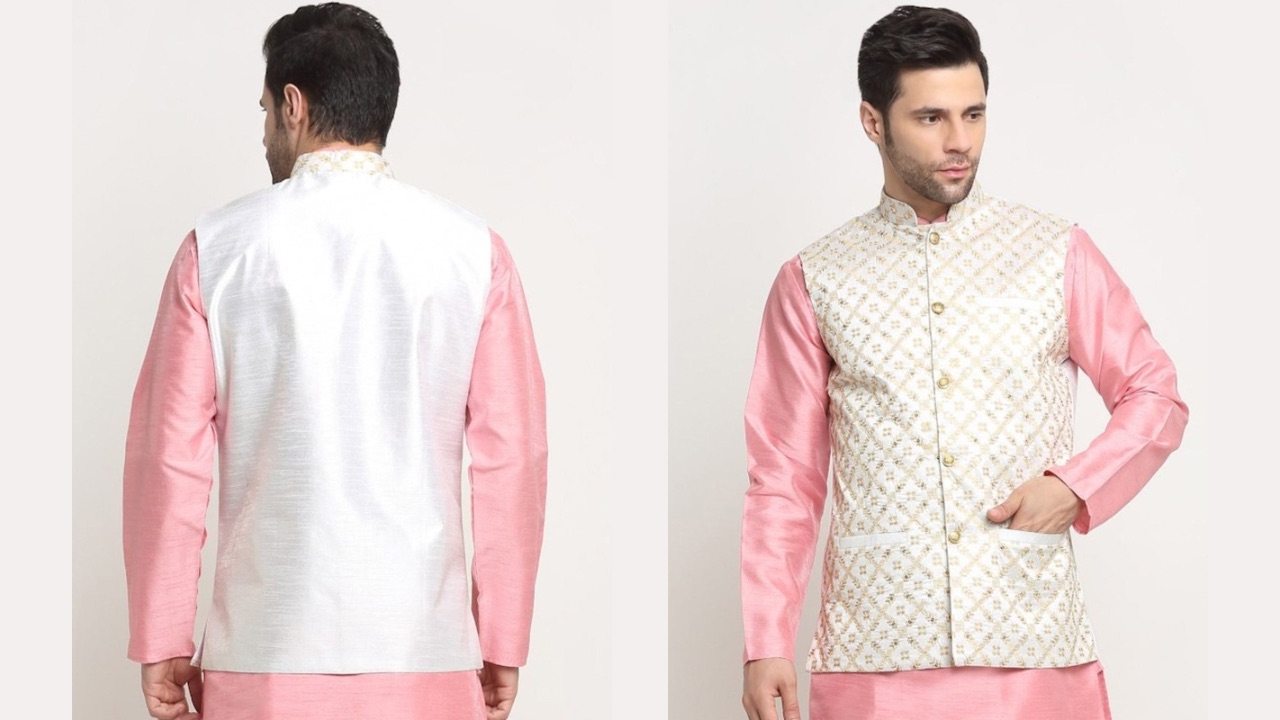 KRAFT INDIA Ethnic Embroidered Zari Nehru Jacket
