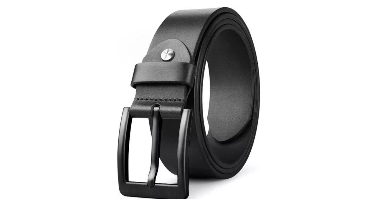 Kaezri Men Evening Party Formal Casual Black Genuine Leather Belt
