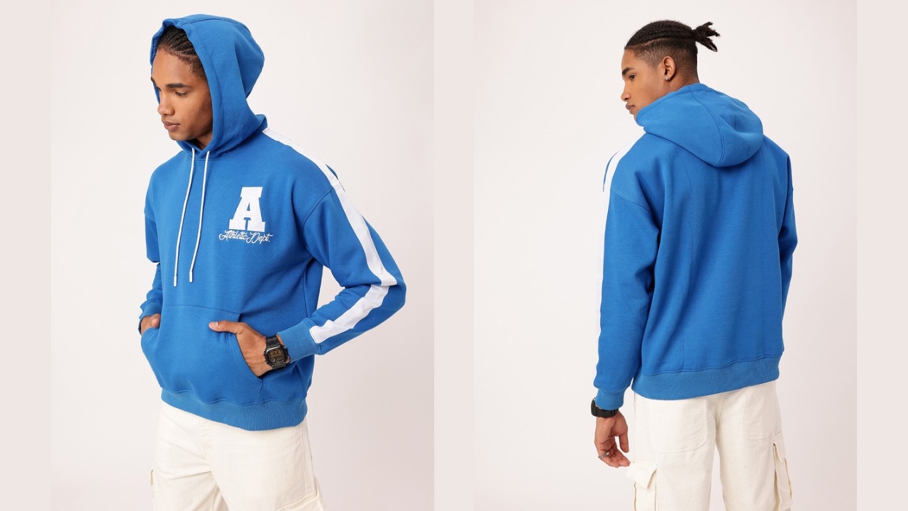 Kook N Keech Sporty Touch Embroidered Hooded Relaxed Fit Sweatshirt