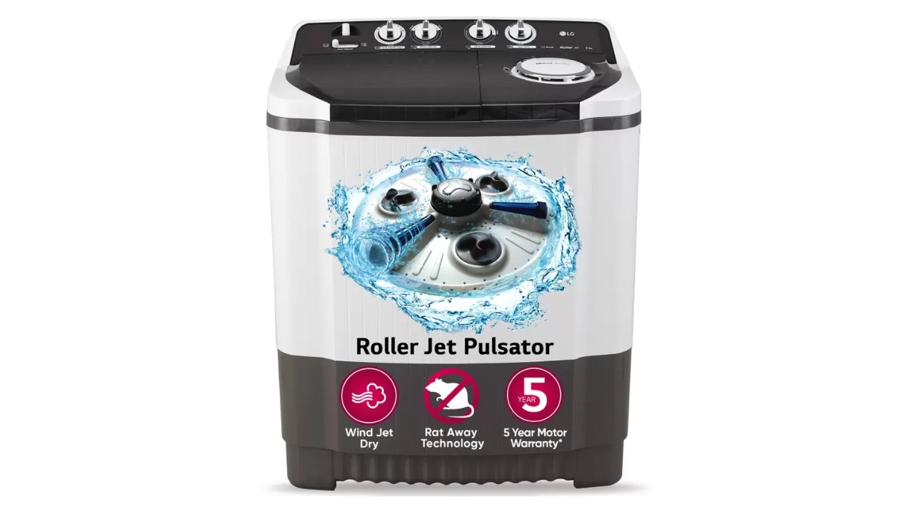 LG 8 kg 5 Star Semi Automatic Top Load Washing Machine Multicolor (P8030SGAZ)