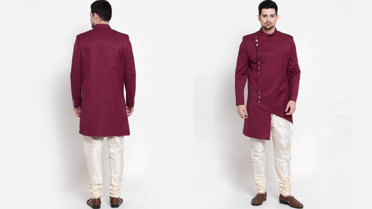 LUXURAZI Men Self-Design 2-Pcs Slim-Fit Sherwani Set