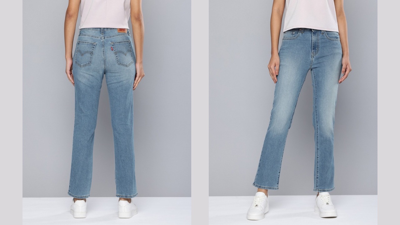 Levis Women 724 Slim Straight Fit High-Rise Light Fade Stretchable Jeans