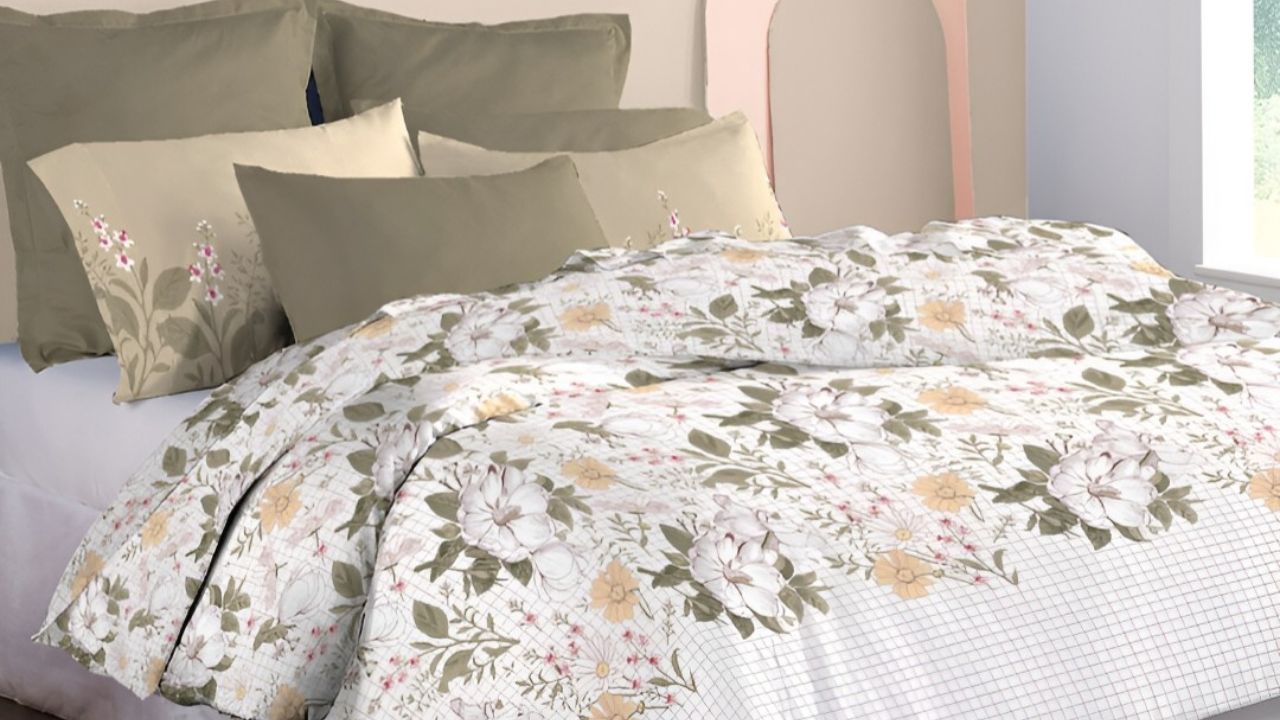 MYTRIDENT Backyard Soft Comfort Flat 210TC King Cotton 1 Bedsheet with 2 Pillow Covers