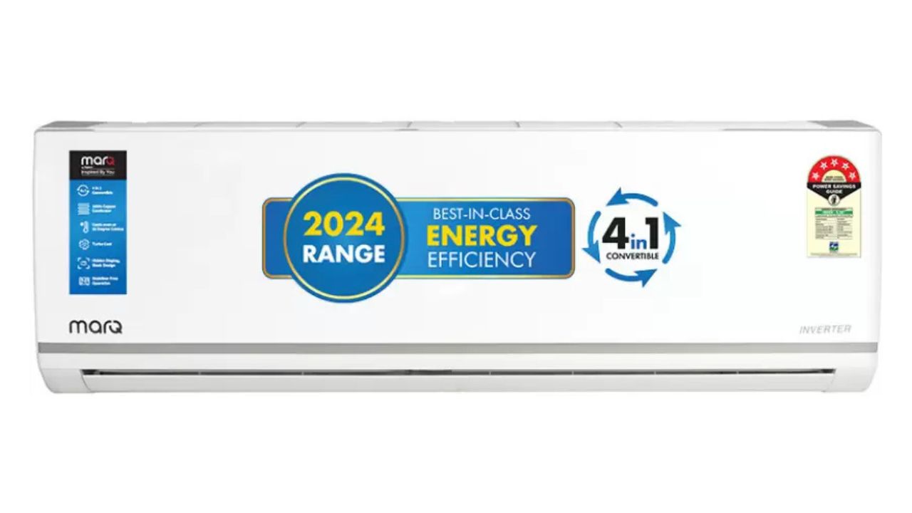 MarQ by Flipkart 2024 1.5 Ton 5 Star Split Inverter 4-in-1 Convertible with Turbo Cool Technology AC (155IPG24WQ, Copper Condenser)