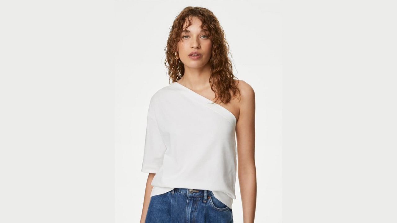 Marks & Spencer Cotton One Shoulder Top