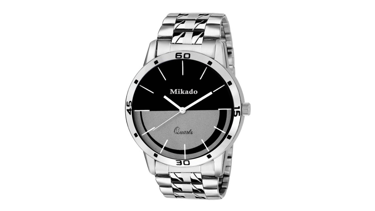 Mikado Men Silver-Toned &; Black Analogue Watch 7055