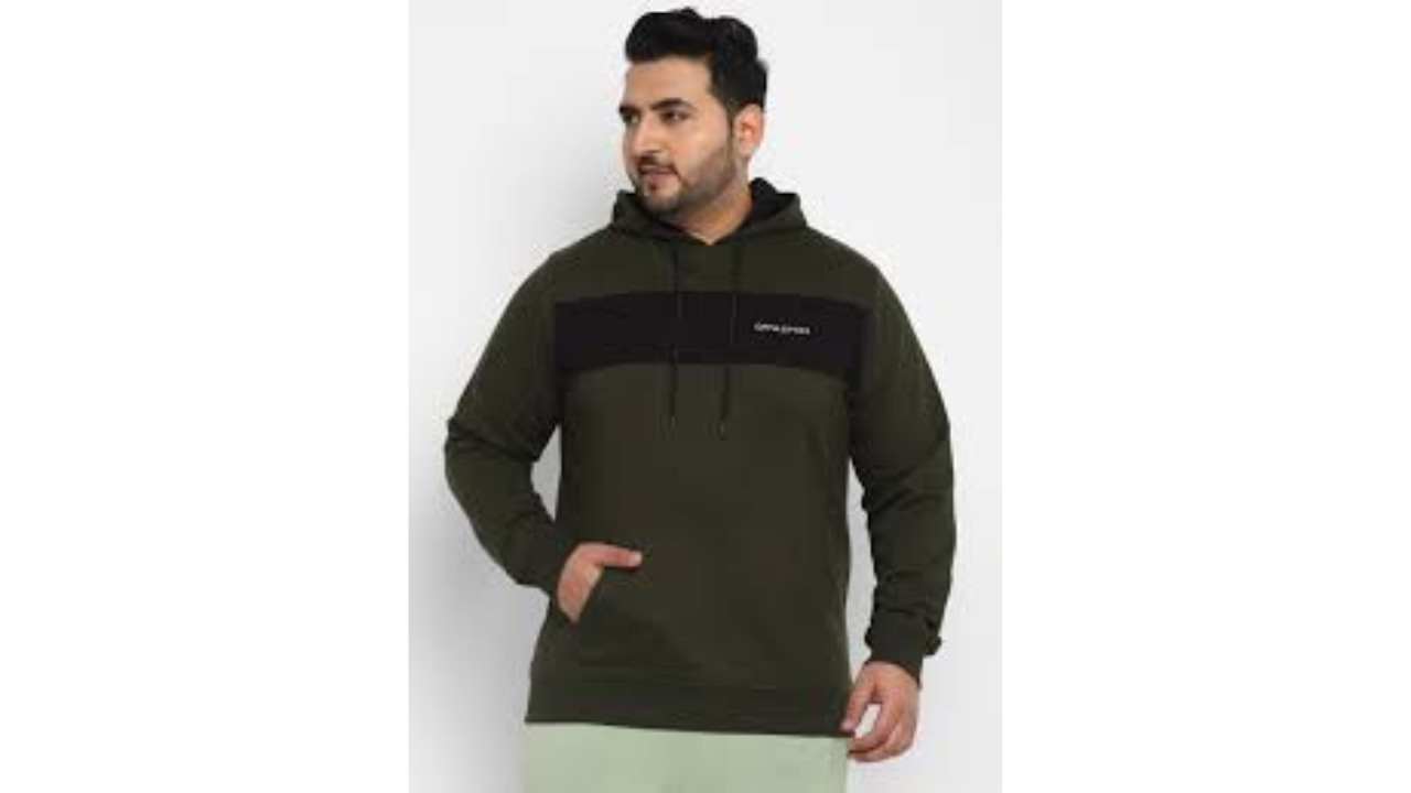 Off Limits Plus Size Colourblocked Hooded Cotton Pullover Sweatshirt