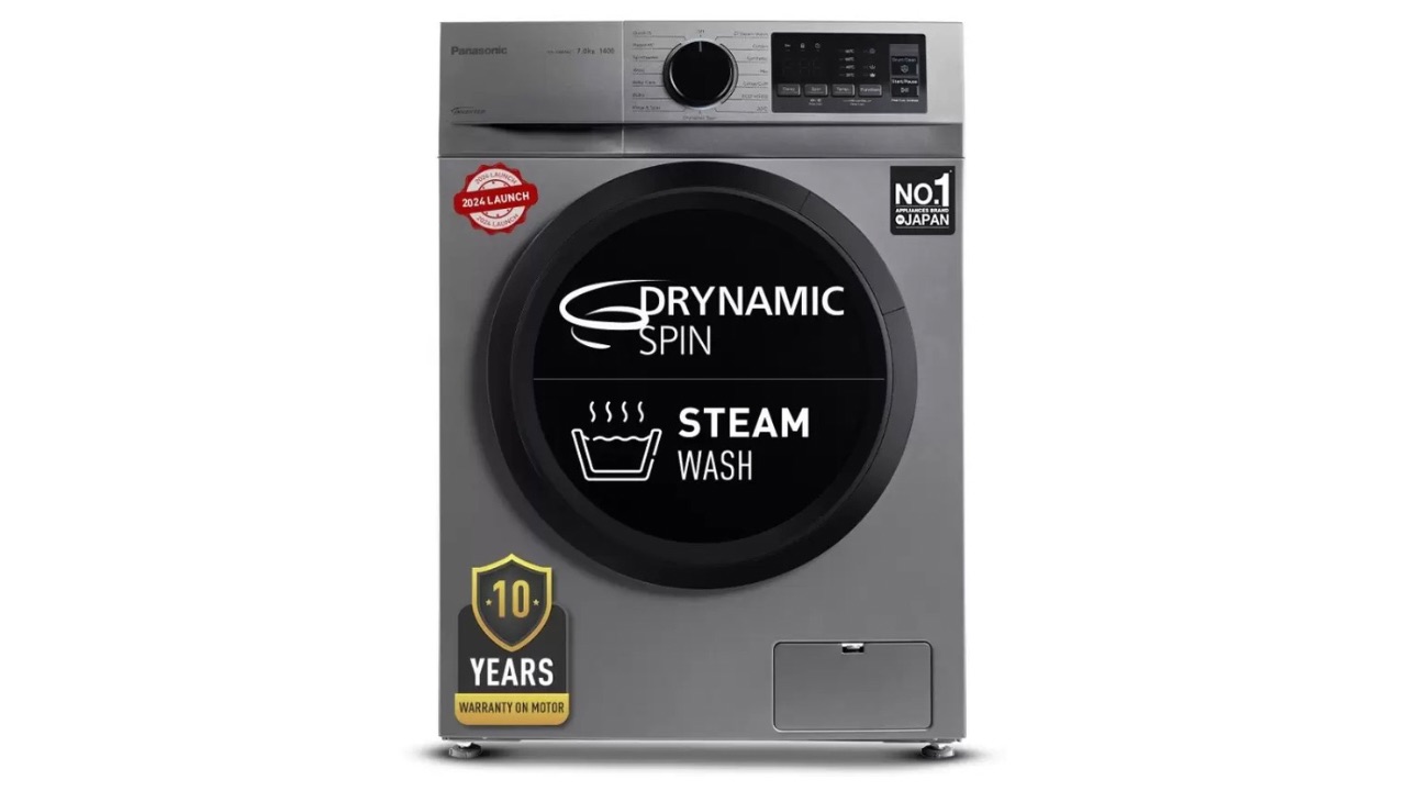 Panasonic 7 kg Fully Automatic Front Load Washing Machine with In-built Heater Silver (NA-147MH2L01)