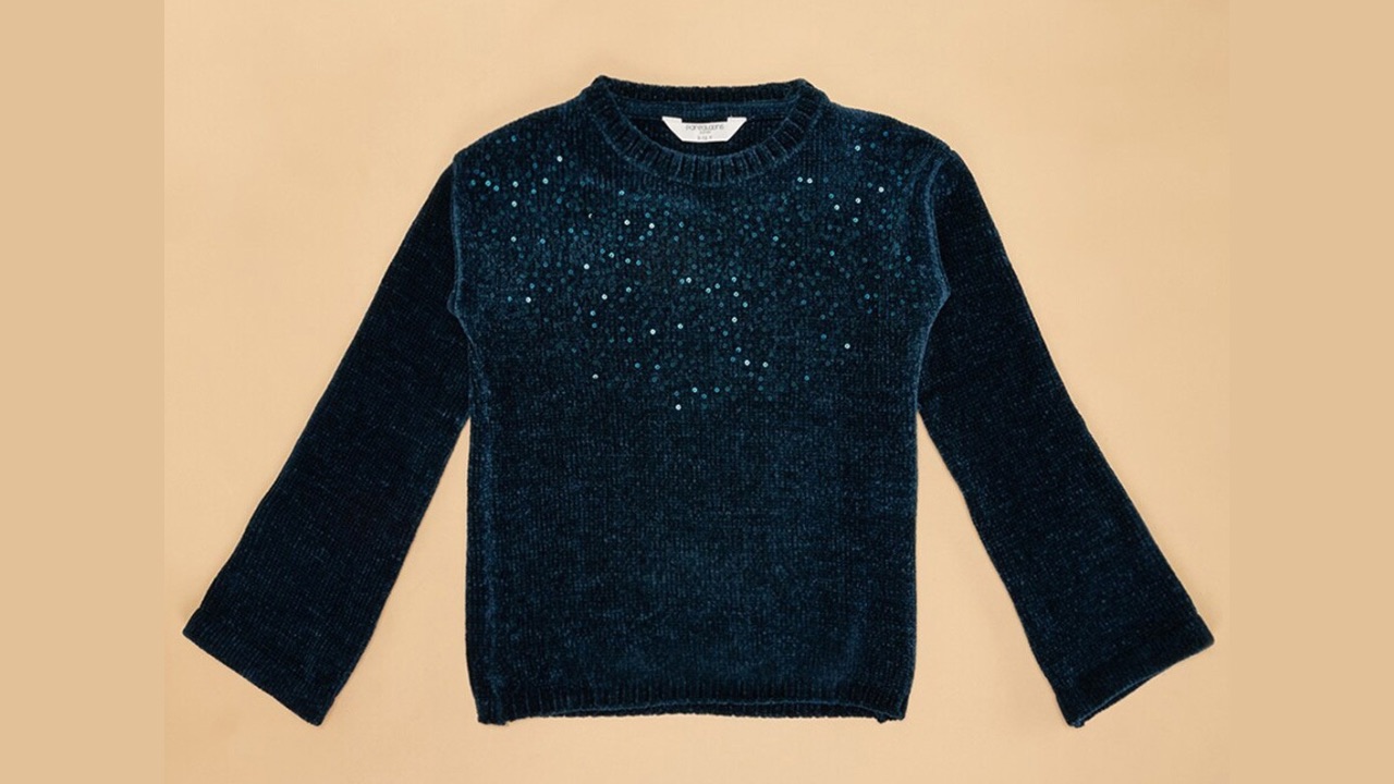 Pantaloons Junior Girls Embellished Cotton Pullover Sweater