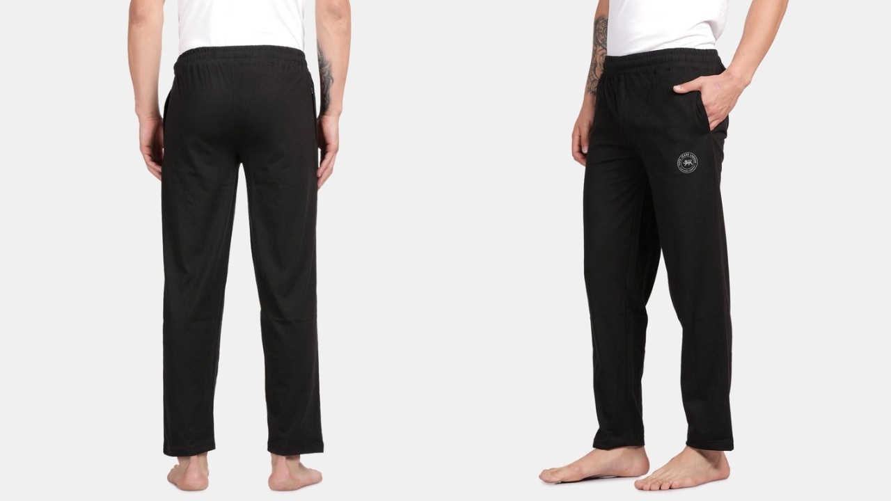 Pepe Jeans Men Black Solid Regular Fit Athleisure Cotton Lounge Pants
