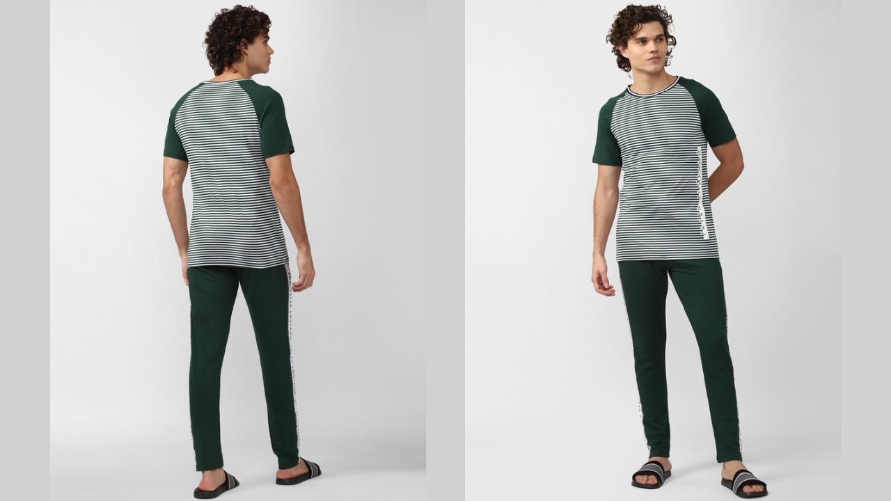 Peter England Men Striped Pure Cotton Night suit