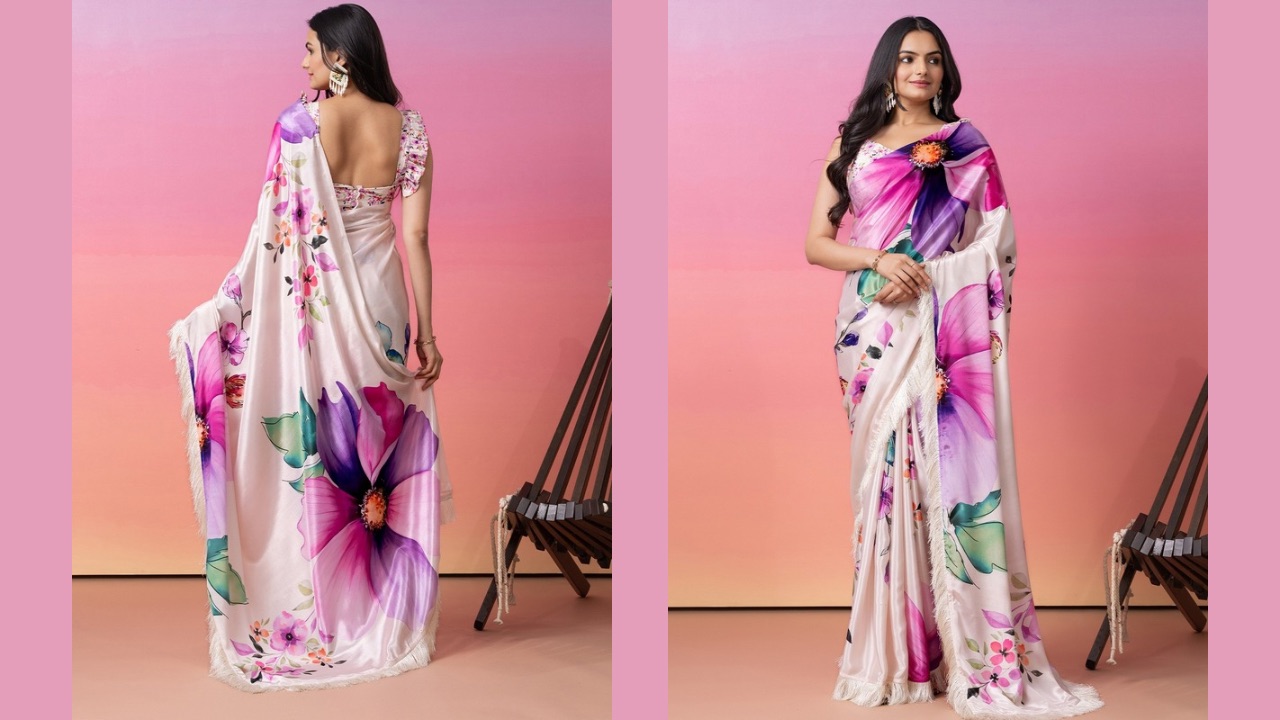 RACHNA Floral Art Silk Ready to Wear Saree