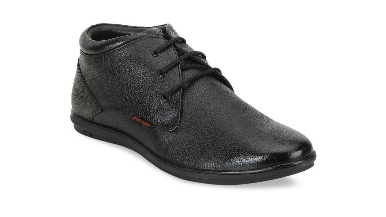 Red Chief Men Black Leather Formal Derby