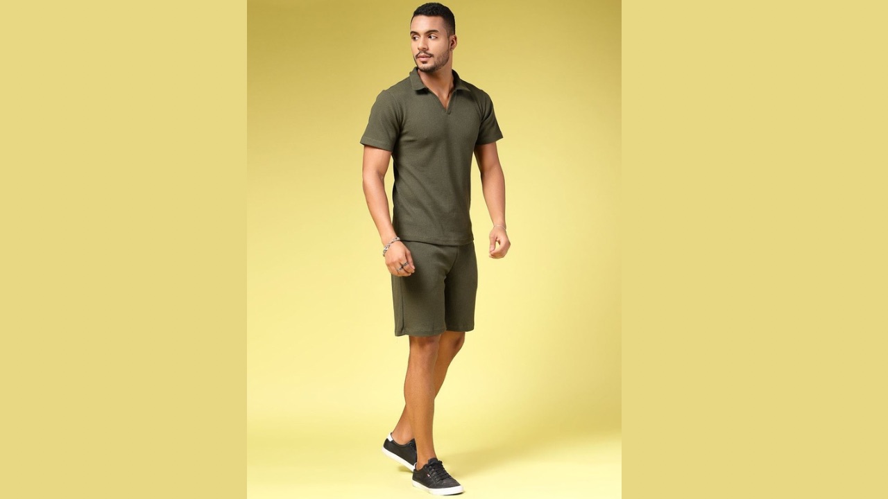 Rigo Men Solid Pure Cotton Waffle Co-ord Set