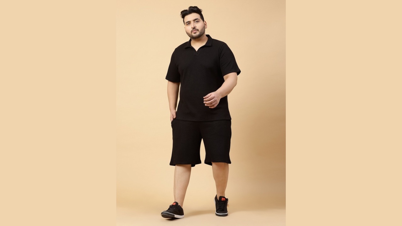 Rigo Plus Size Waffle T Shirt With Shorts Co Ord Set