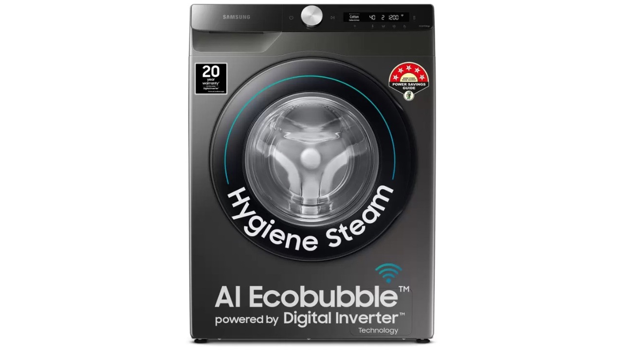 SAMSUNG 8 kg Fully Automatic Front Load Washing Machine with In-built Heater Black, Grey (WW80T504DAX1TL)