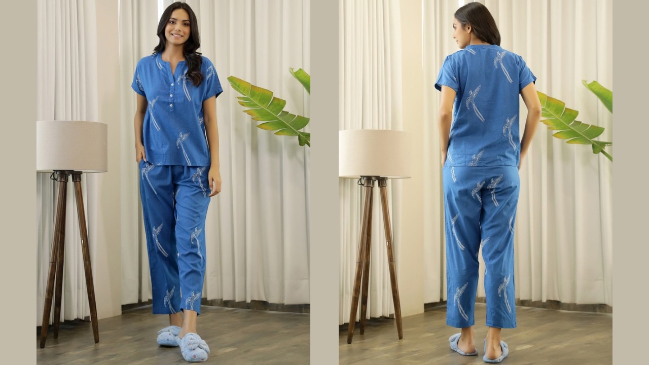 SANSKRUTIHOMES Women Printed Pure Cotton Night suit